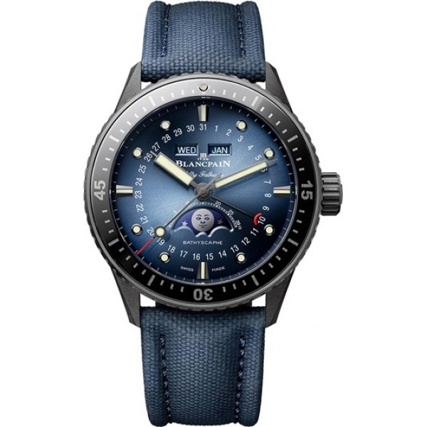 Blancpain Fifty Fathoms Bathyscaphe Complete Calendar 43mm Blue Mens Watch