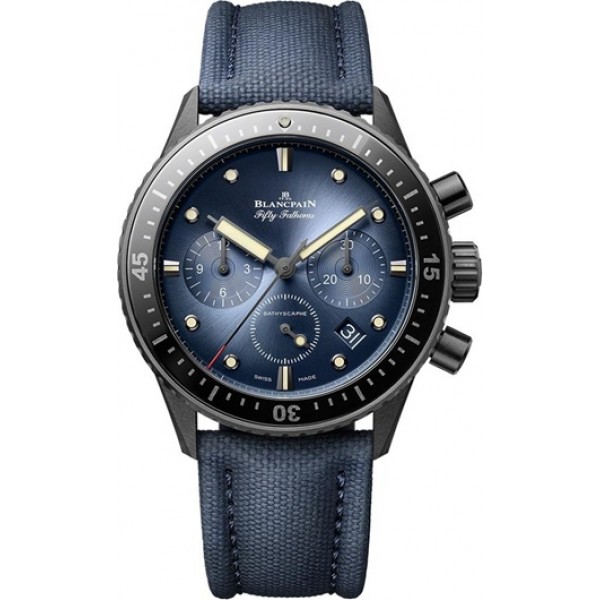 Blancpain Fifty Fathoms Bathyscaphe Flyback Chronograph 43mm Blue Mens Watch