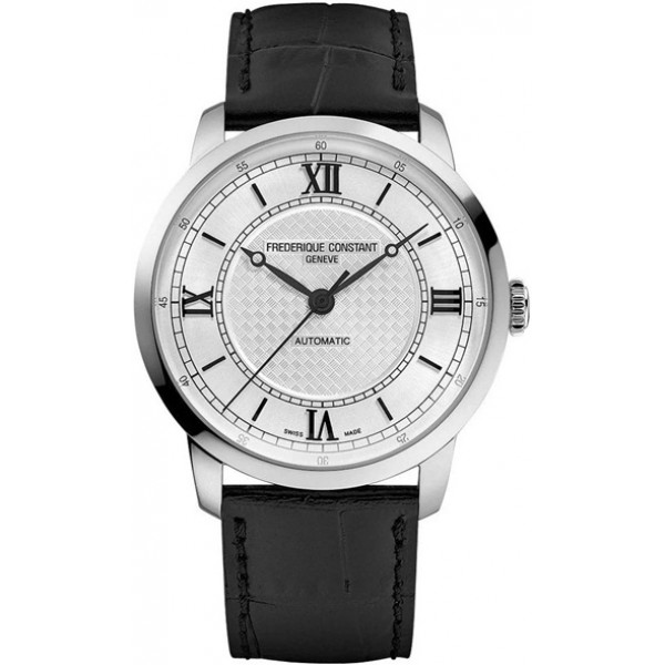 Frederique Constant Classics Premiere Automatic Stainless Steel Silver Dial Black Leather Strap Mens Watch FC-301S3B6