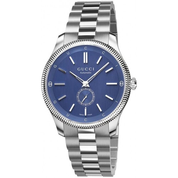 Gucci G-Timeless Automatic Stainless Steel Blue Dial Mens Watch YA126389