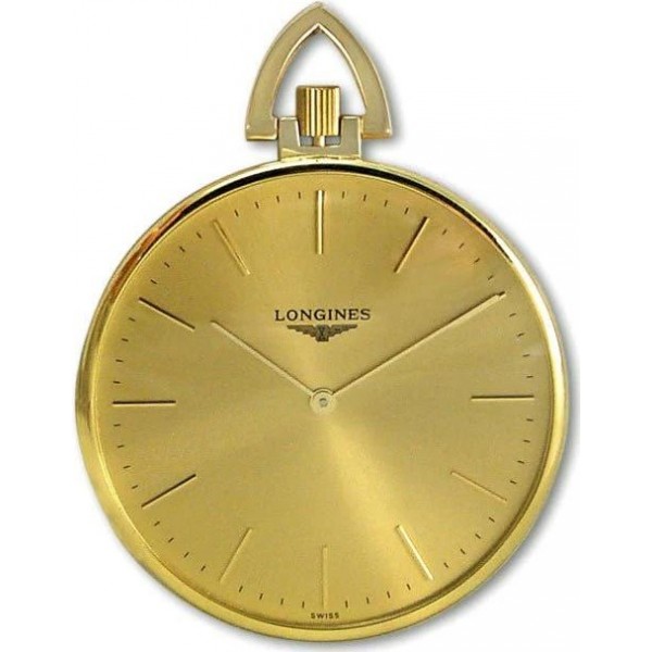 Longines 18kt Gold Mens Open Face Swiss Pocket Watch Gold Dial L7.029.6.44.1