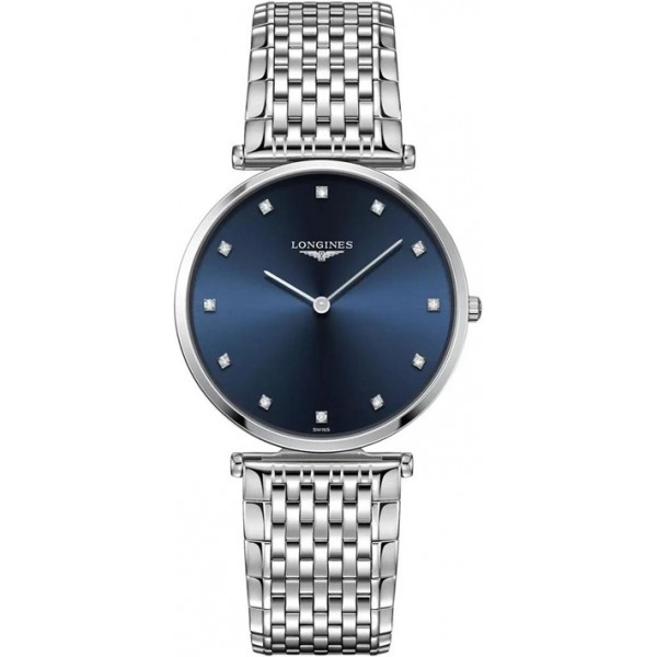 Longines La Grande Classique Stainless Steel Blue Dial Diamonds Quartz Unisex Watch L4.755.4.97.6