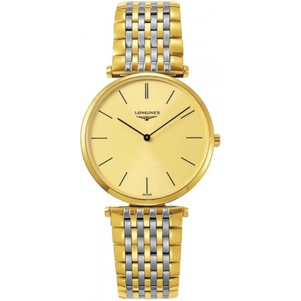 Longines La Grande Classique Yellow Gold PVD and Stainless Steel Gold-Tone Dial Quartz Unisex Watch L4.755.2.32.7