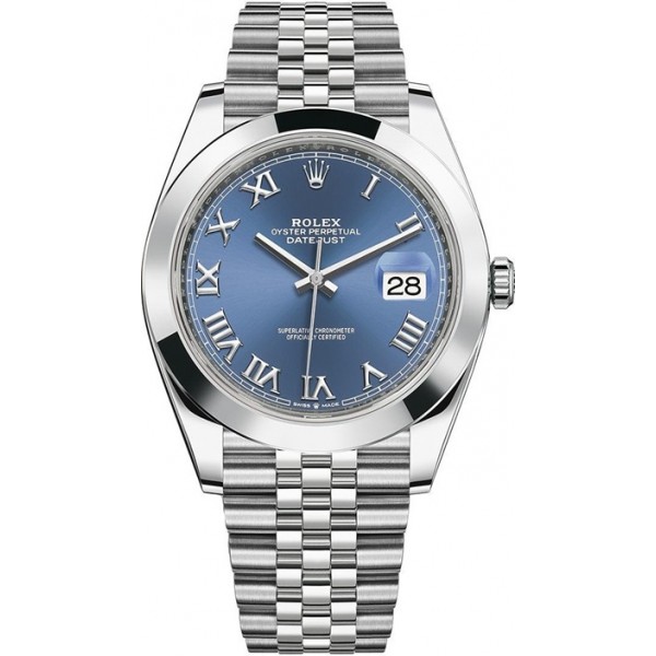 Rolex Datejust 41mm Stainless Steel Blue Roman Jubilee Mens Watch