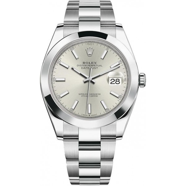 Rolex Datejust 41mm Stainless Steel Silver Index Oyster Mens Watch