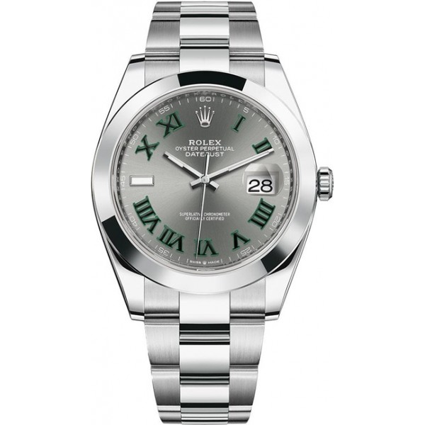 Rolex Datejust 41mm Stainless Steel Slate Roman Oyster Wimbledon Mens Watch