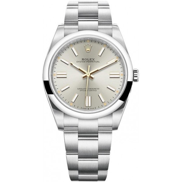 Rolex Oyster Perpetual 41mm Silver Mens Watch