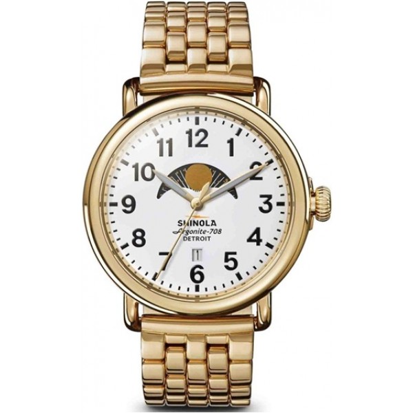 Shinola The Runwell 41mm Moon Phase Gold White