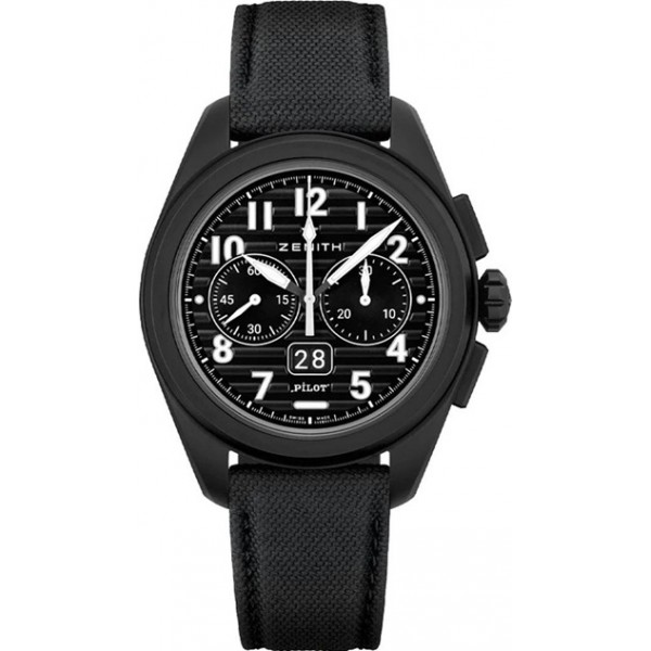 Zenith Pilot Big Date Flyback Chrono Black Mens Watch