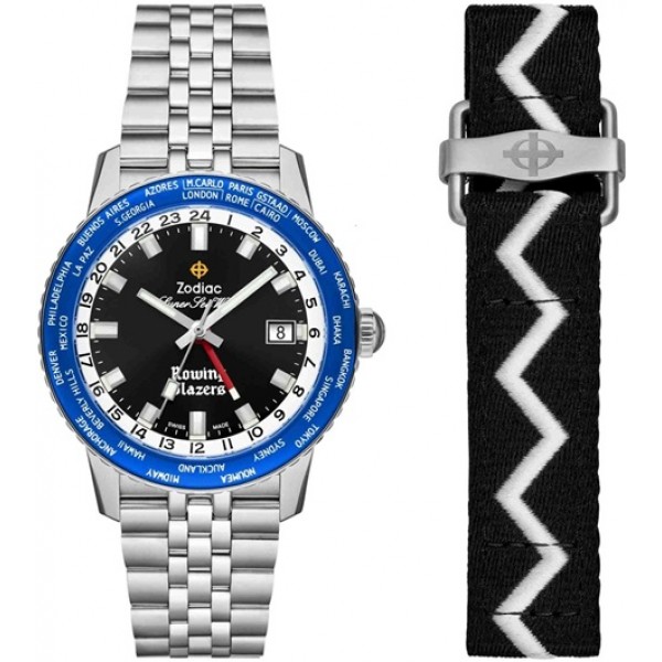 Zodiac x Rowing Blazers ZO9414 Super Sea Wolf GMT Automatic Black Blue Limited Edition