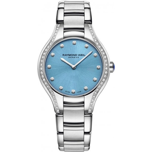 Raymond Weil Noemia Stainless Steel Diamonds Blue Dial Quartz Womens Watch 5132-STS-50081