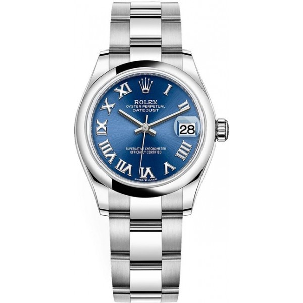 Rolex Datejust 31mm Stainless Steel Blue Roman Oyster Ladies Watch