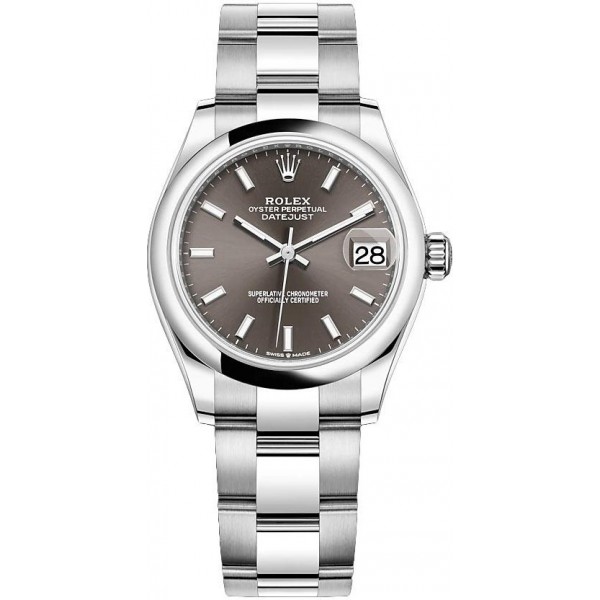 Rolex Datejust 31mm Stainless Steel Dark Grey Index Oyster Ladies Watch