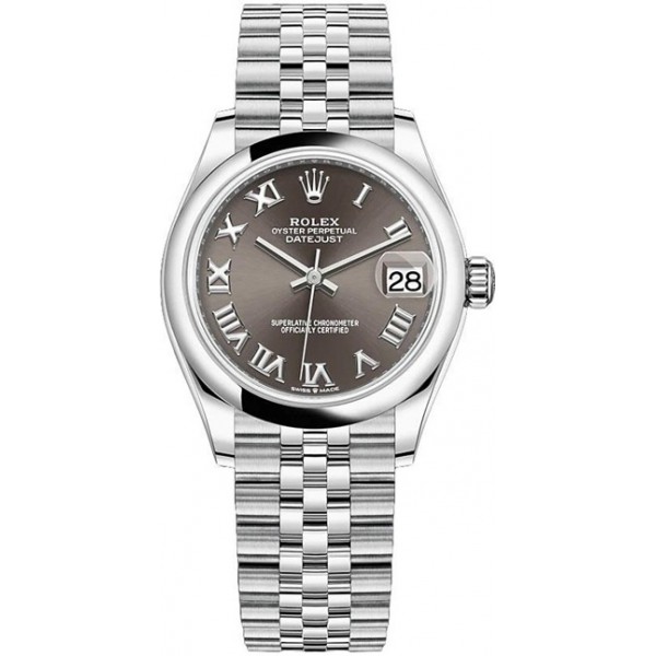 Rolex Datejust 31mm Stainless Steel Dark Grey Roman Jubilee Ladies Watch