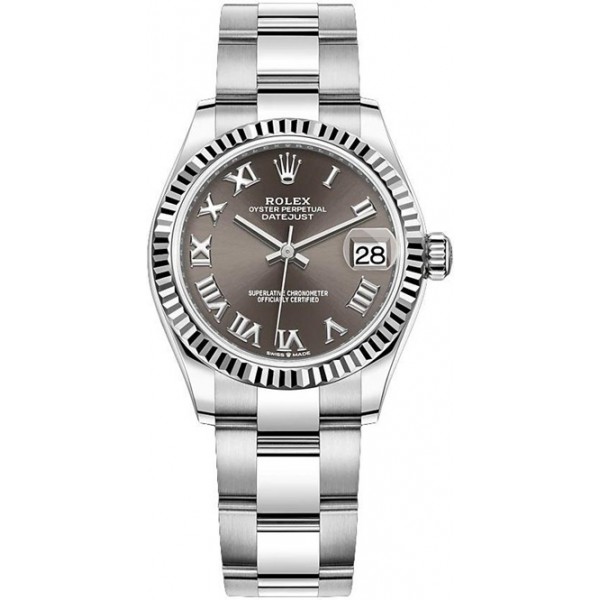 Rolex Datejust 31mm Stainless Steel Dark Grey Roman Oyster Ladies Watch