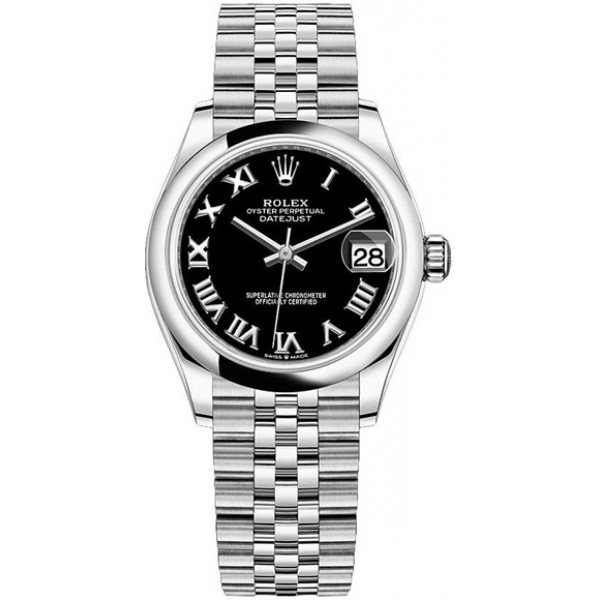 Rolex Datejust 31mm Stainless Steel Black Roman Jubilee Ladies Watch