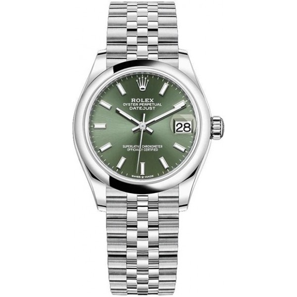 Rolex Datejust 31mm Stainless Steel Mint Green Index Jubilee Ladies Watch