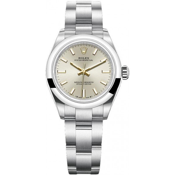 Rolex Oyster Perpetual 28mm Silver Ladies Watch