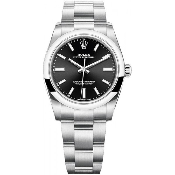 Rolex Oyster Perpetual 34mm Black Ladies Watch