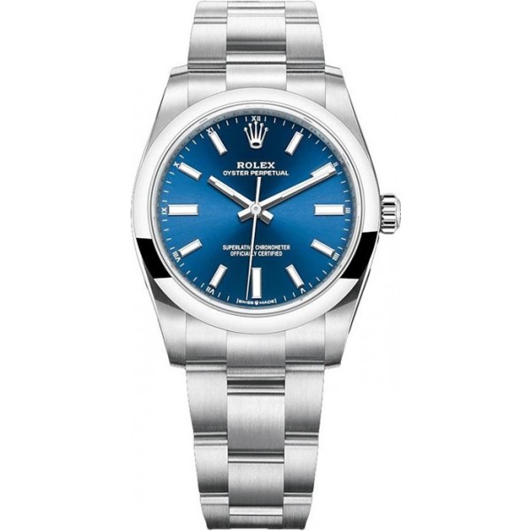 Rolex Oyster Perpetual 34mm Blue Ladies Watch